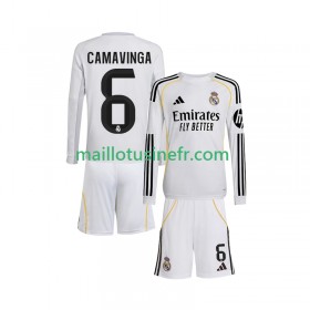 Maillot de Foot Real Madrid Camavinga 6 Domicile 2025-26 Manches Longues - Enfant